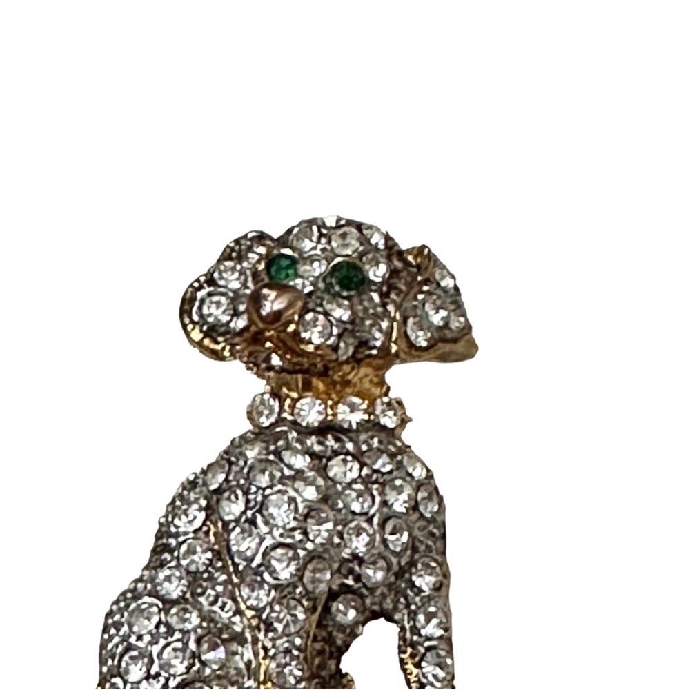 Vintage Crystal Dog Pin Brooch Gold Tone - Picture 8 of 10
